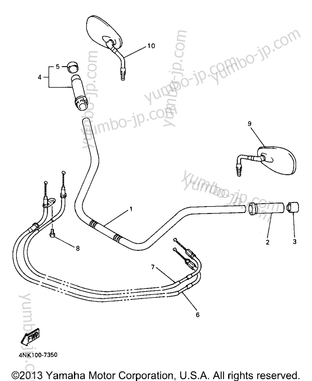 Steering Handle Cable для мотоциклов YAMAHA XVZ13LTJC CA 1997 г.