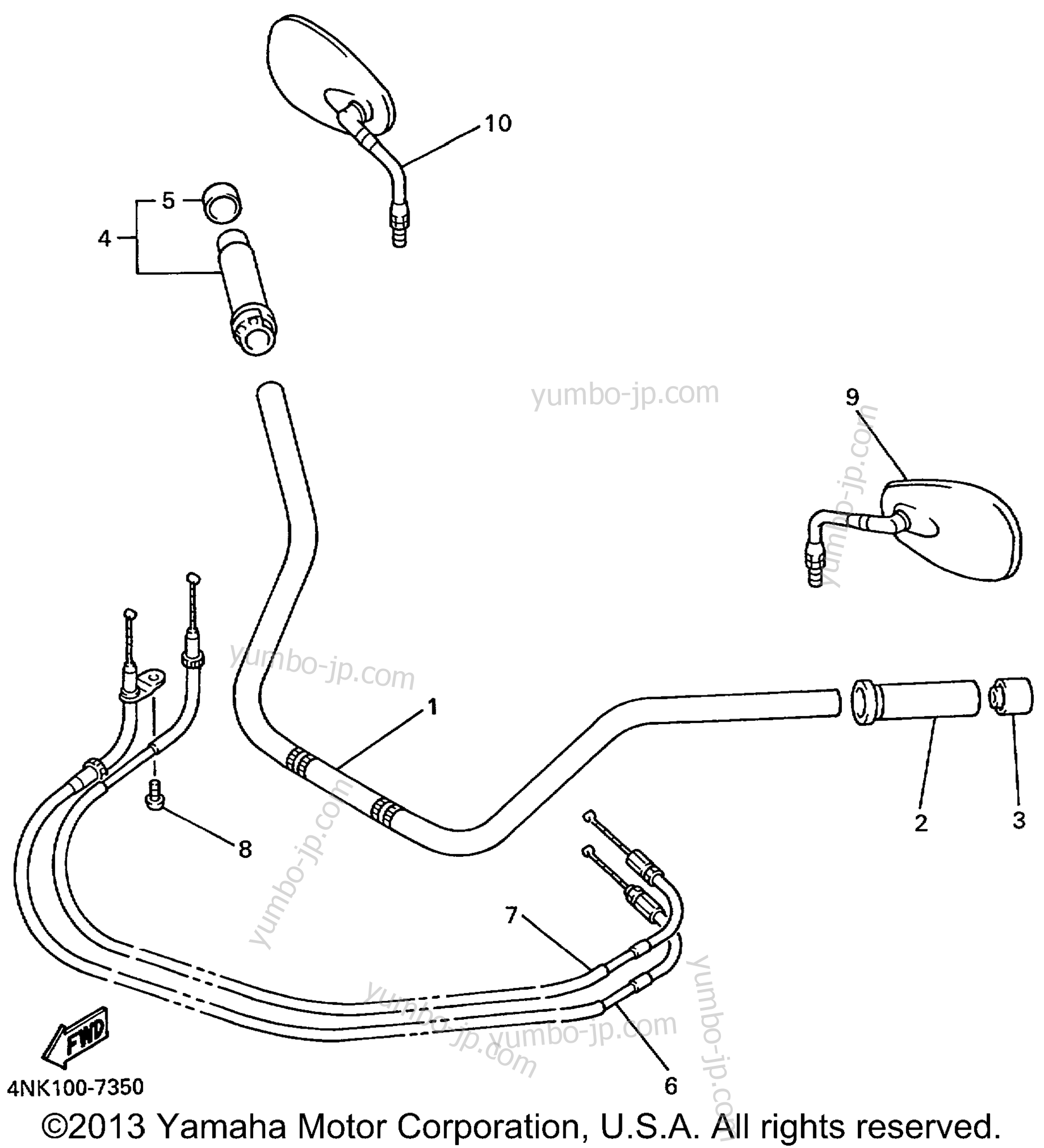 Steering Handle Cable для мотоциклов YAMAHA XVZ13ATLC CA 1999 г.