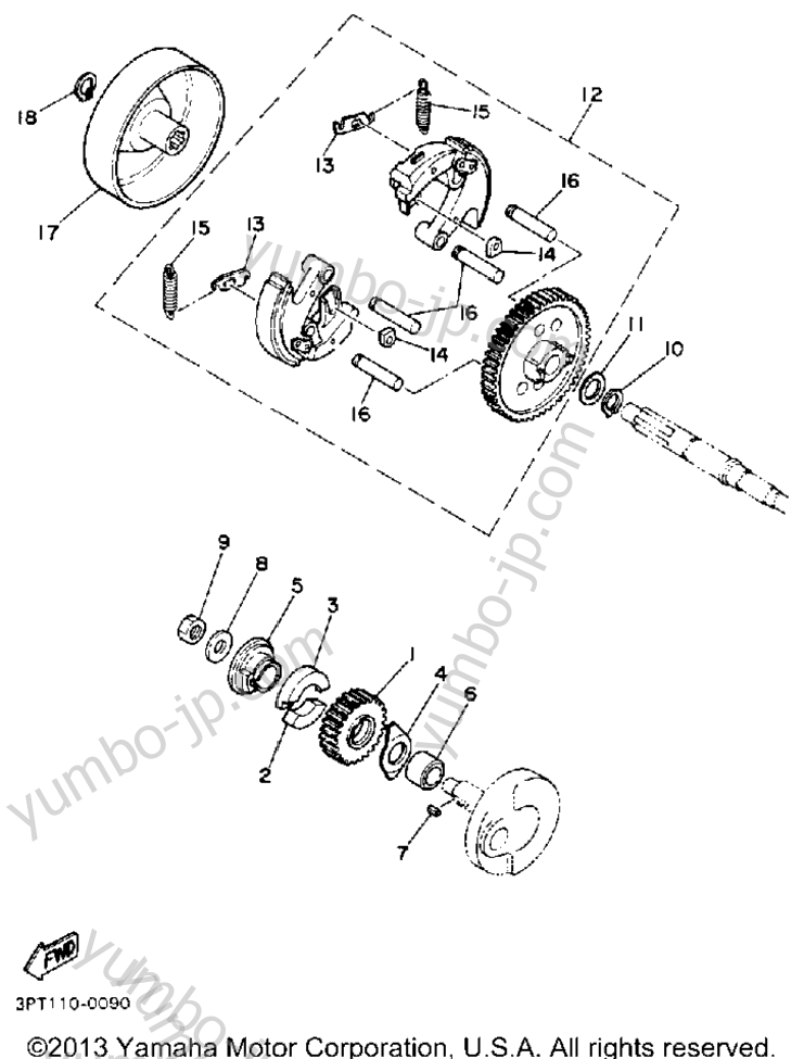 Устройство сцепления для мотоциклов YAMAHA Y-ZINGER (PW50D) 1992 г.