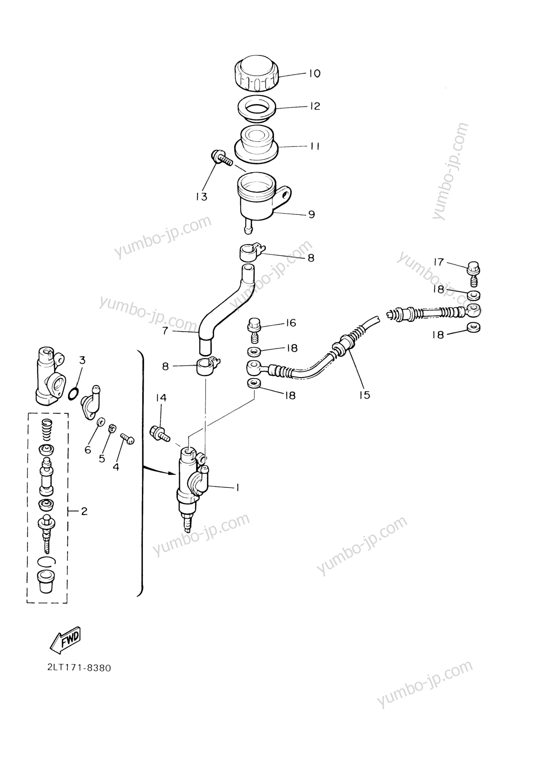 REAR MASTER CYLINDER для мотоциклов YAMAHA V-MAX (VMX1200R) 2003 г.