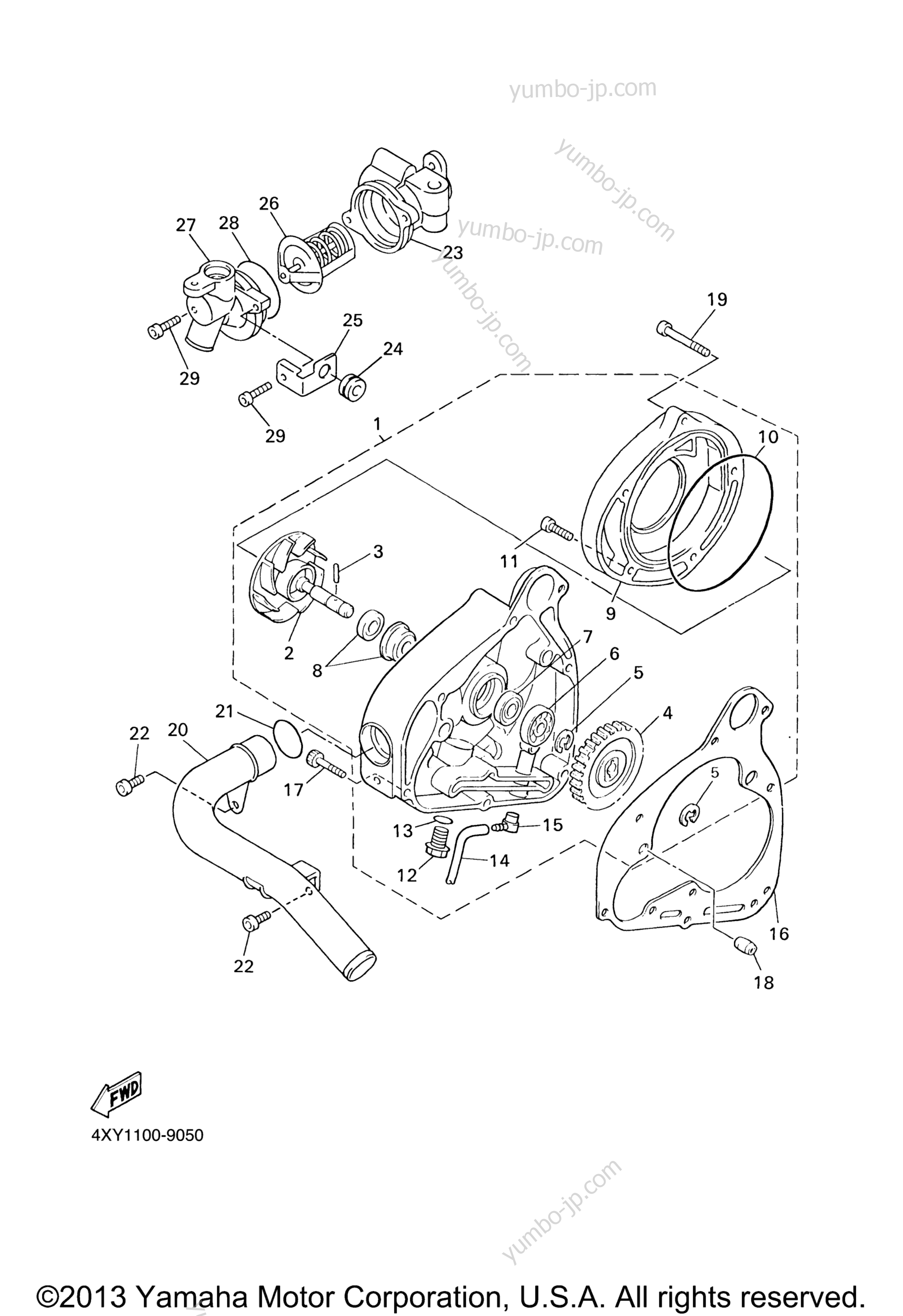 WATER PUMP for motorcycles YAMAHA ROYAL STAR VENTURE (XVZ13TFT) 2005 year