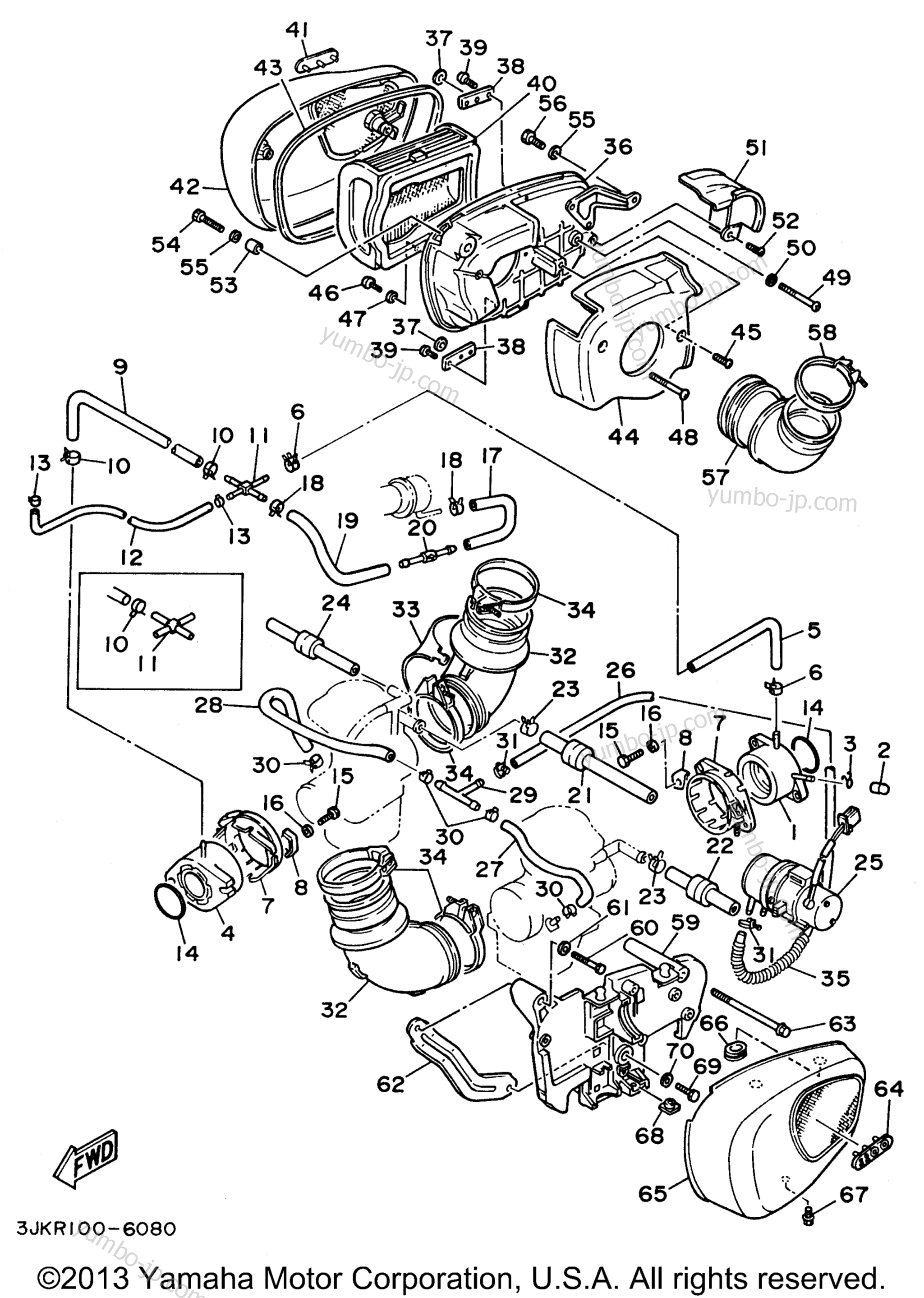 Intake for motorcycles YAMAHA VIRAGO 1100 (XV1100H) 1996 year