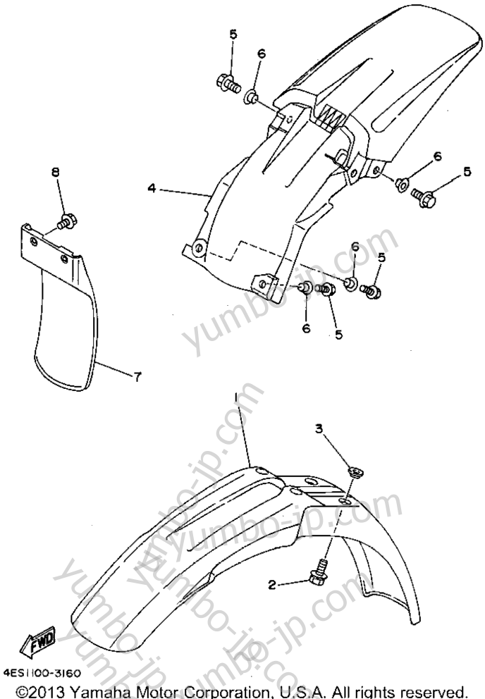 FENDER for motorcycles YAMAHA YZ80F1 1994 year