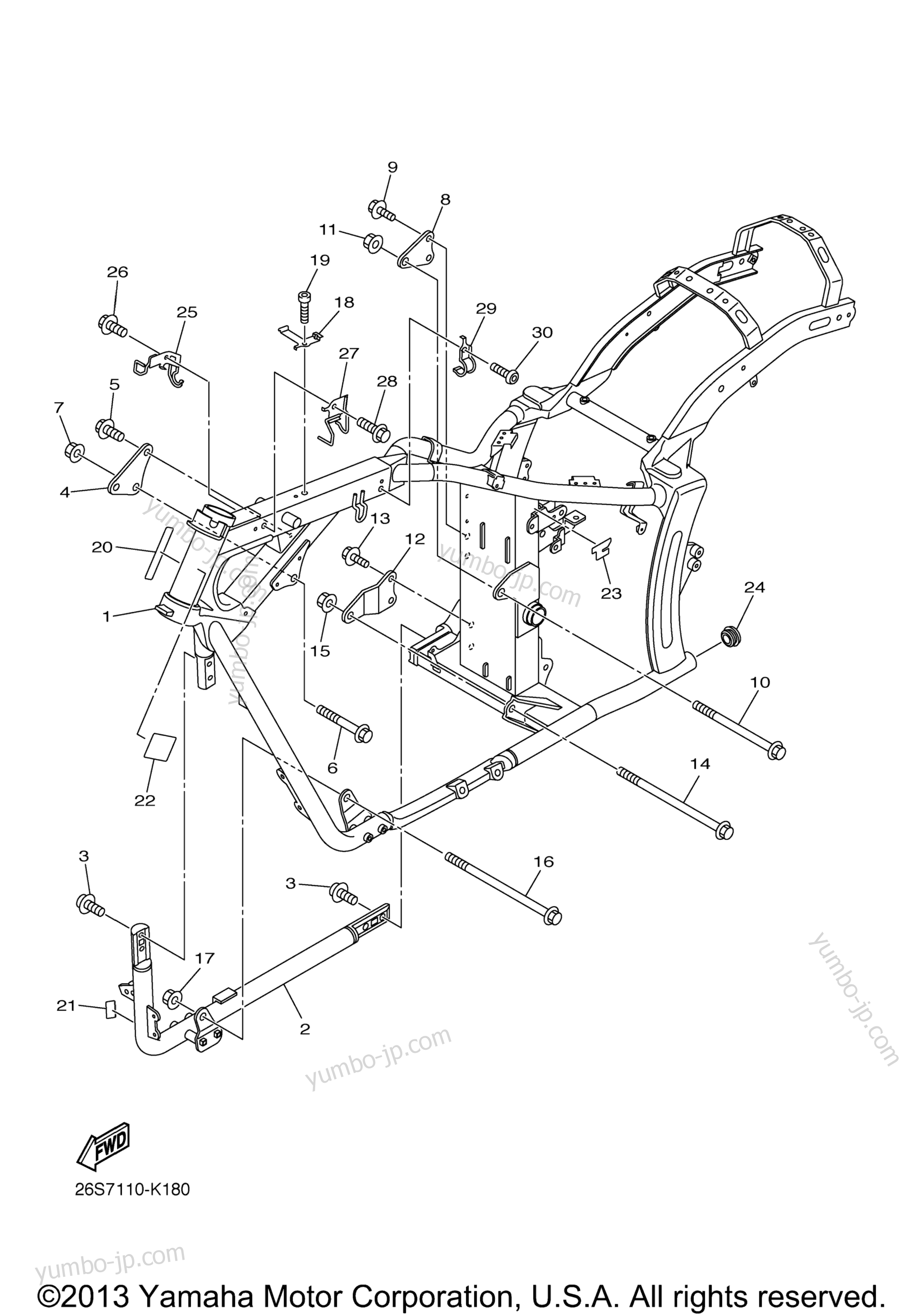 FRAME for motorcycles YAMAHA V STAR 950 TOURER (XVS95CTDB) 2013 year