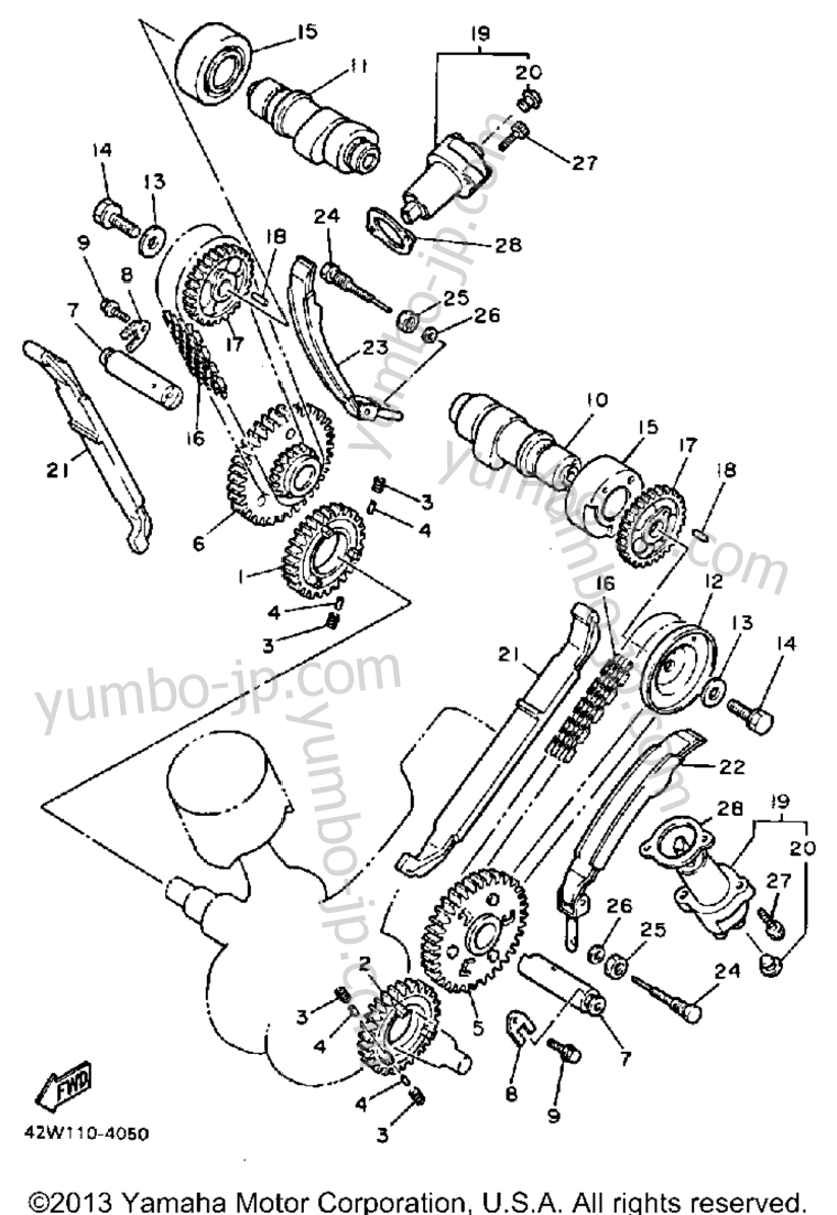 Camshaft Chain для мотоциклов YAMAHA VIRAGO 700 (XV700L) 1984 г.