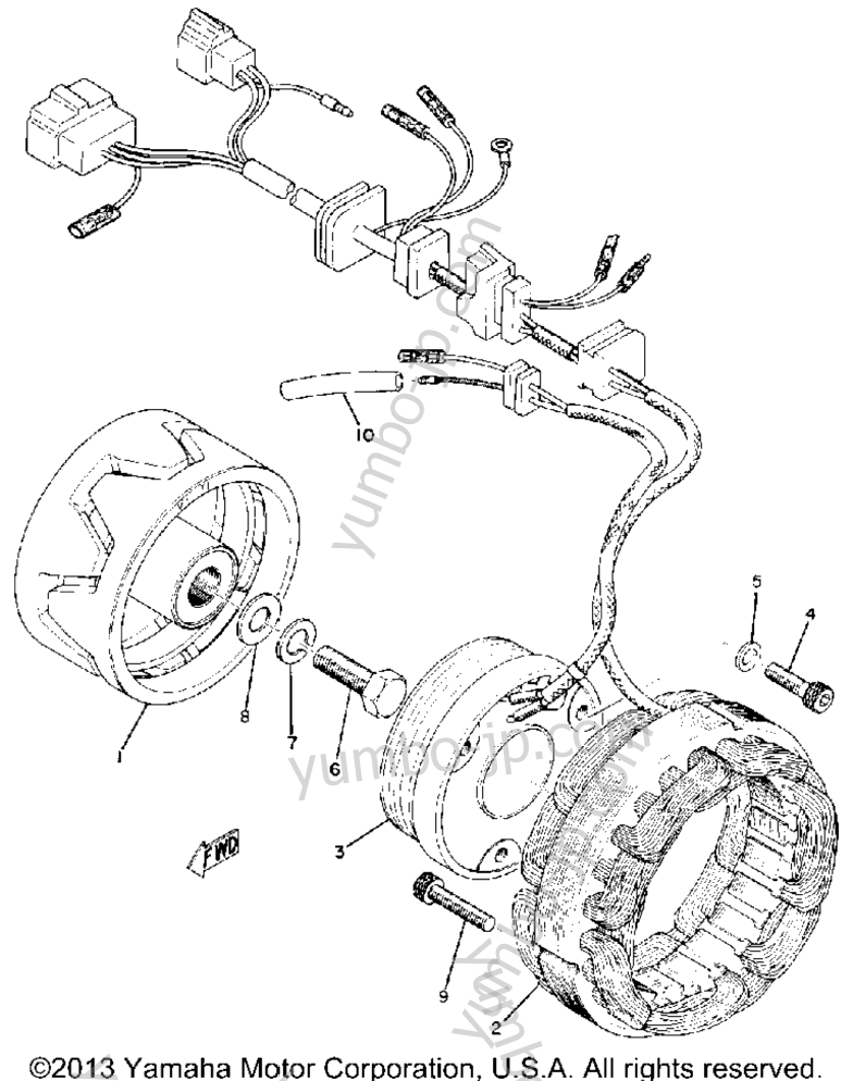 A - C - Generator для мотоциклов YAMAHA TX750 1973 г.