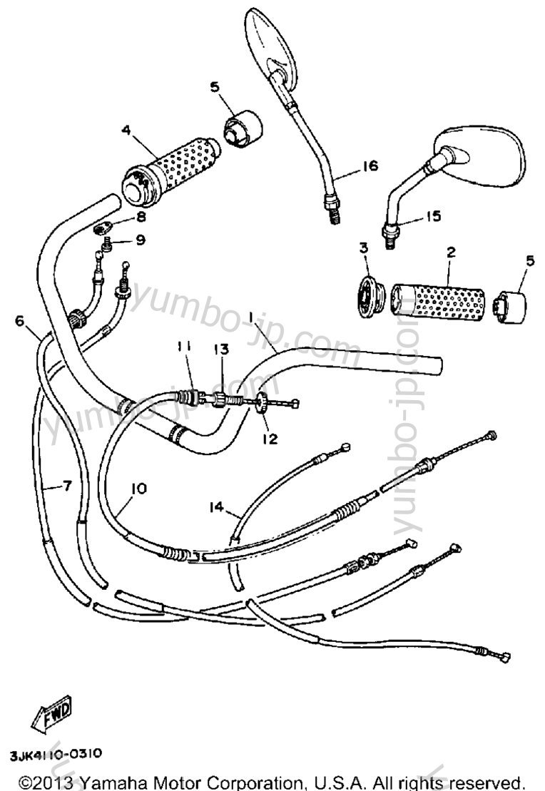 Handlebar Cable for motorcycles YAMAHA VIRAGO 1100 (XV1100A) 1990 year