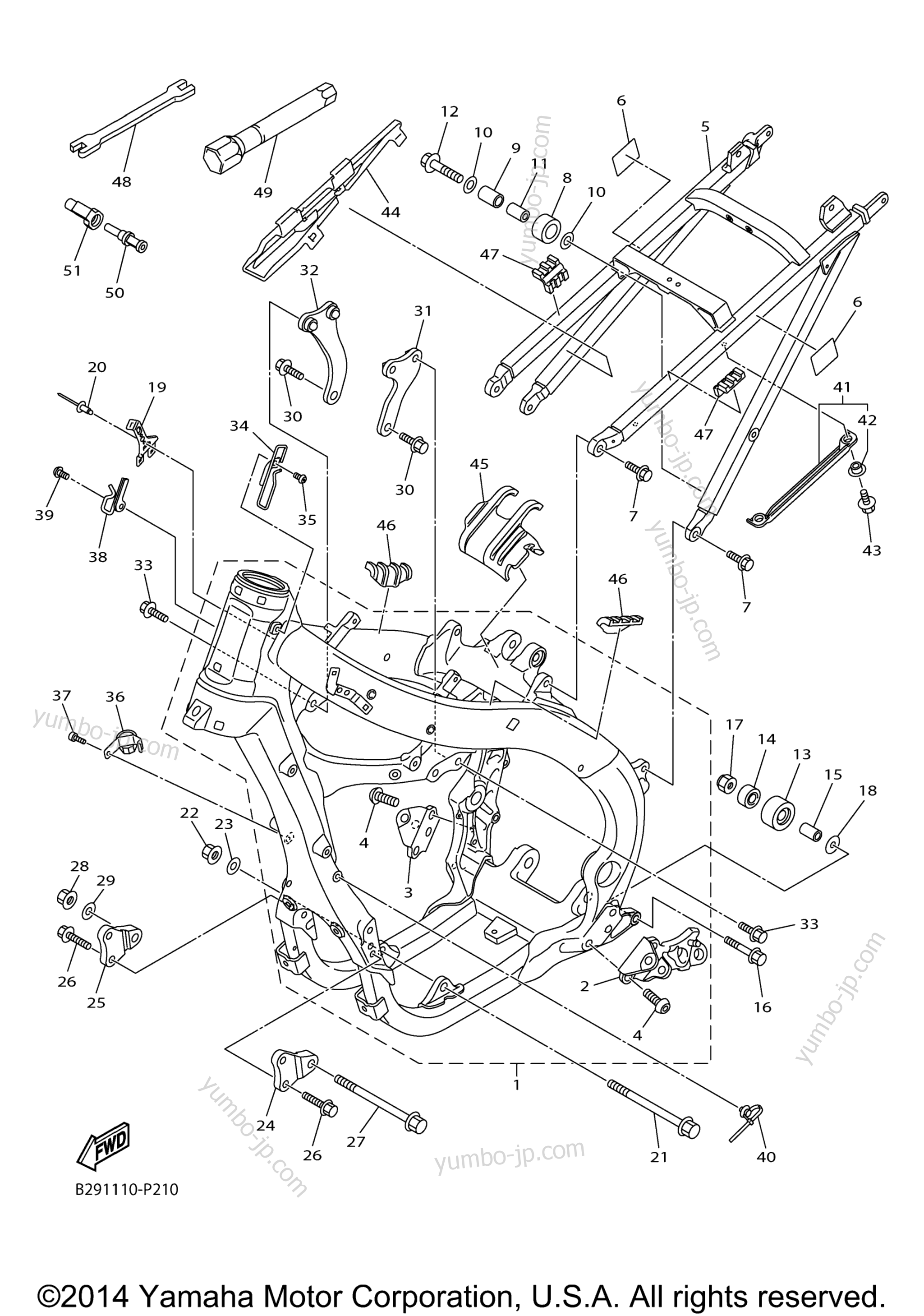 FRAME for motorcycles YAMAHA YZ250FX (YZ250FXF) 2015 year