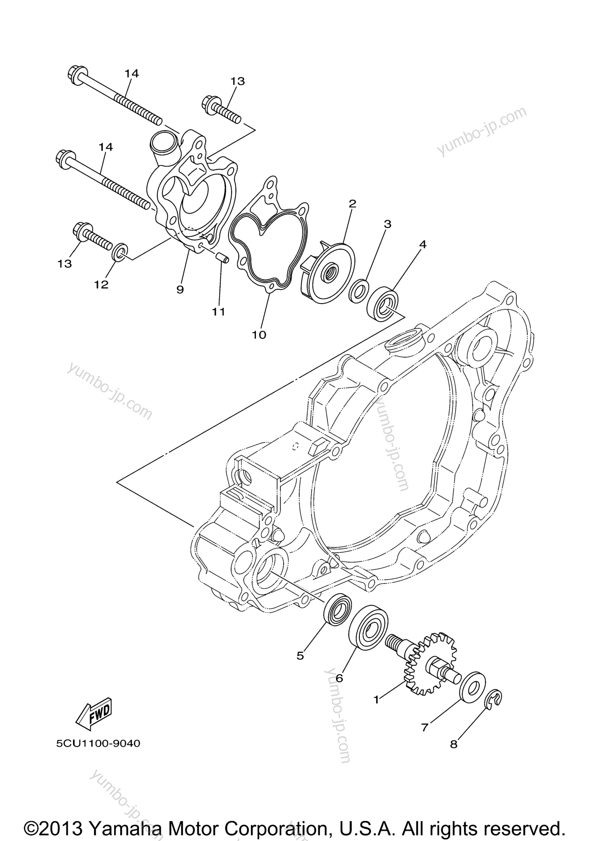 WATER PUMP for motorcycles YAMAHA YZ250 (YZ250W1) 2007 year