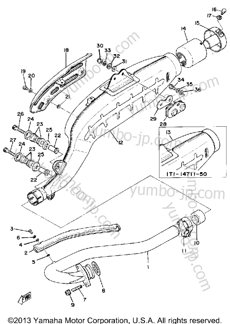 Exhaust for motorcycles YAMAHA TT500H 1981 year