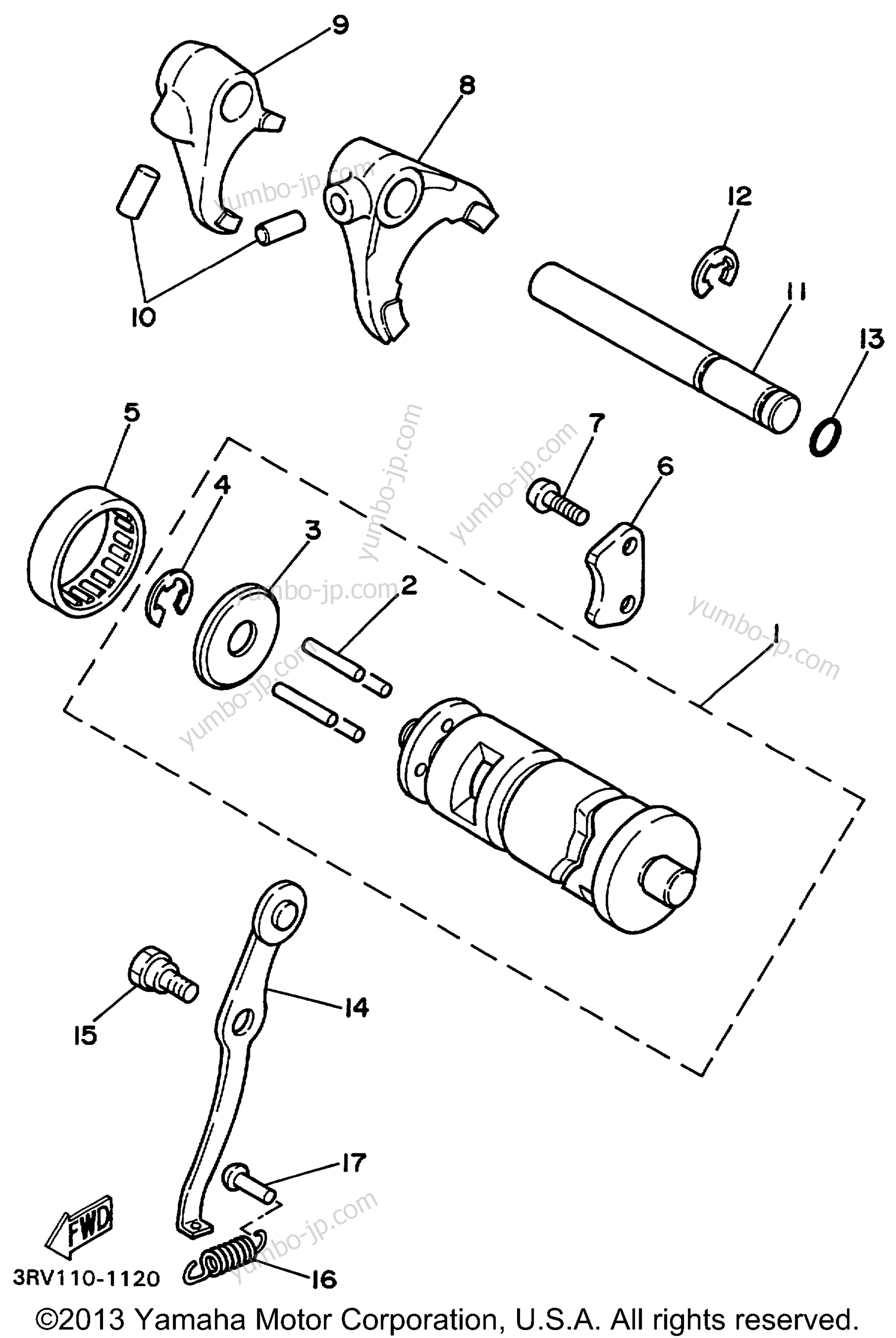 Shift Cam - Fork для мотоциклов YAMAHA PW80 (PW80L1) 1999 г.