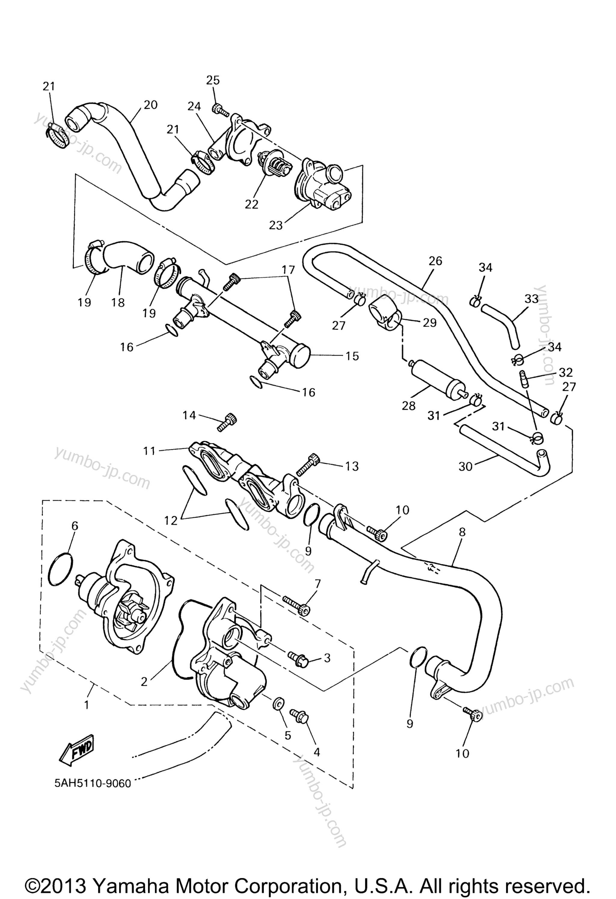 WATER PUMP for motorcycles YAMAHA YX600R (YZF600RNC) CA 2001 year