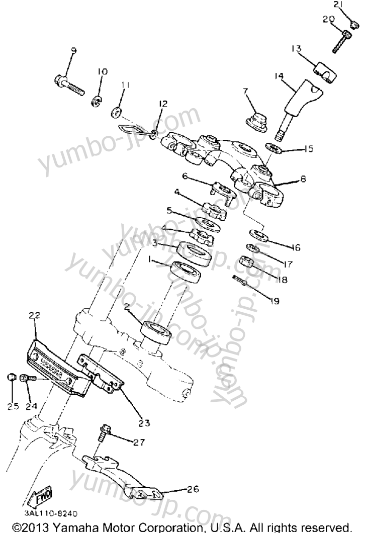 Steering для мотоциклов YAMAHA VIRAGO 750 (XV750UC) CA 1988 г.