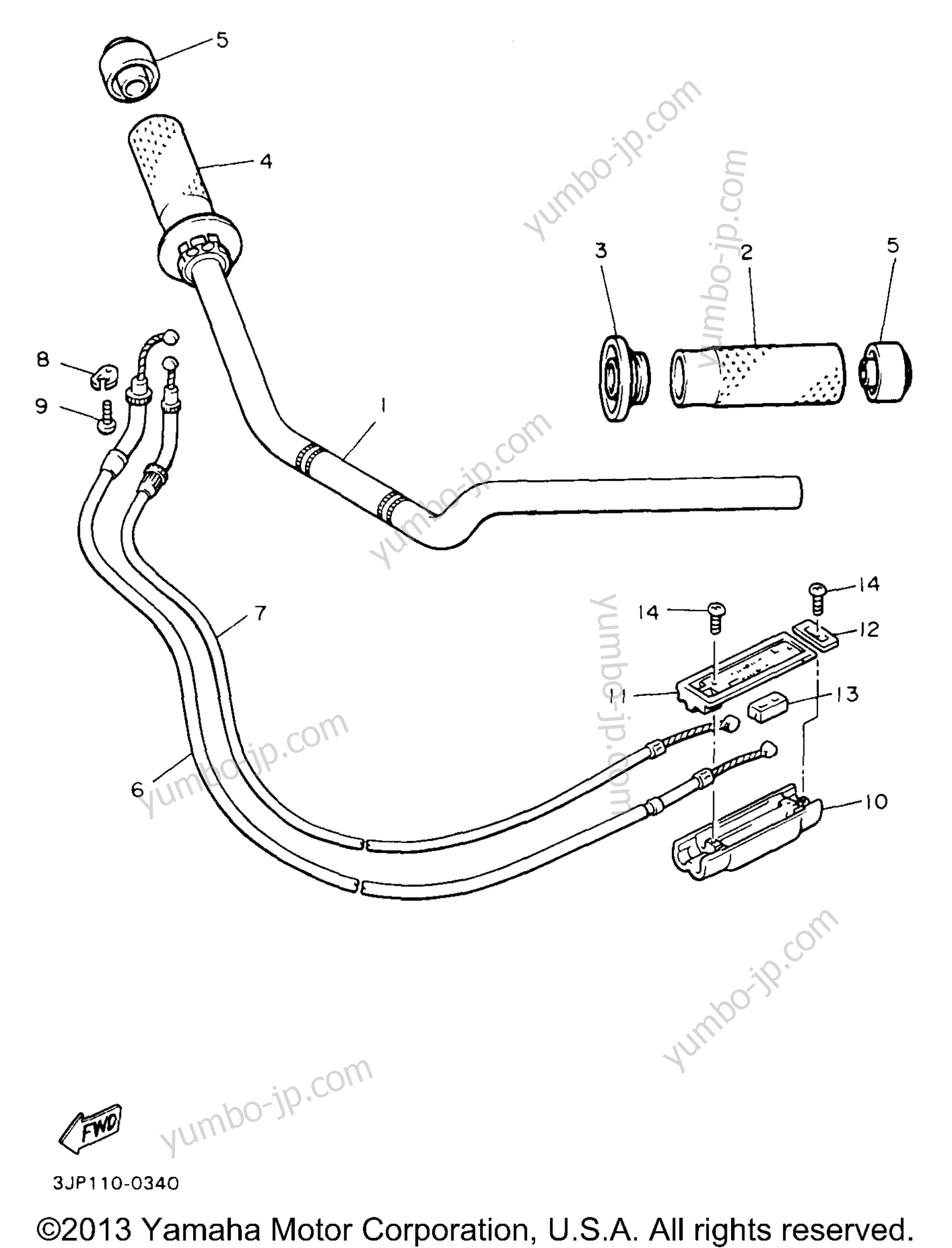 Steering Handle Cable для мотоциклов YAMAHA V-MAX 1200 (VMX12HC) CA 1996 г.