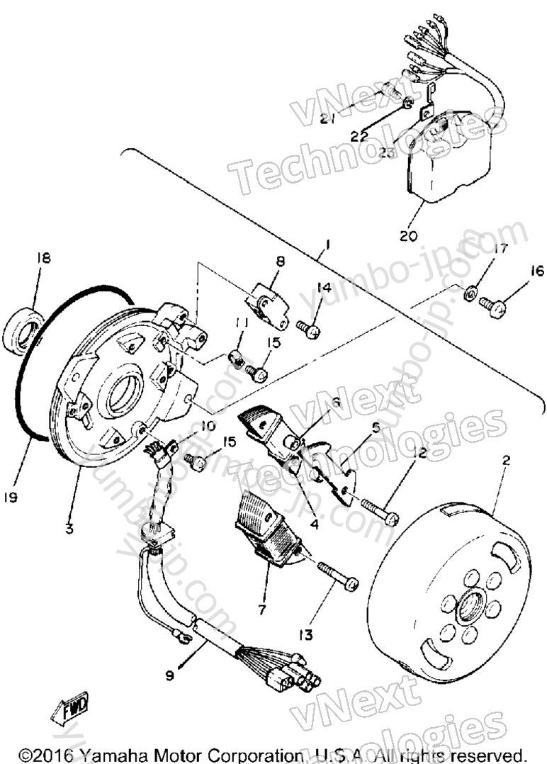 Cdi Magneto для мотоциклов YAMAHA XT250 (XT250G_198) 1980 г.