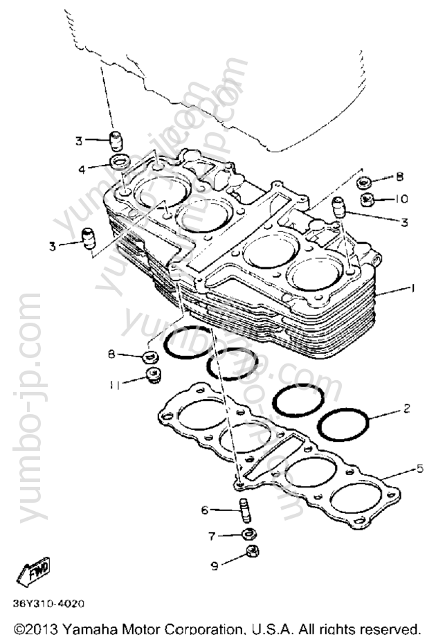 CYLINDER for motorcycles YAMAHA FJ1200A 1990 year