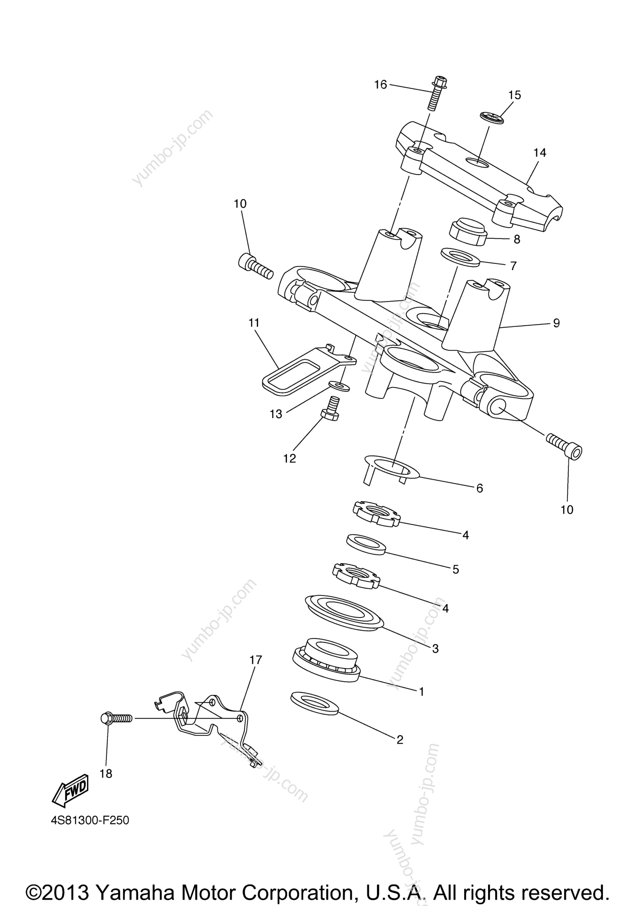 Steering for motorcycles YAMAHA FZ6 (FZS6XB) 2008 year