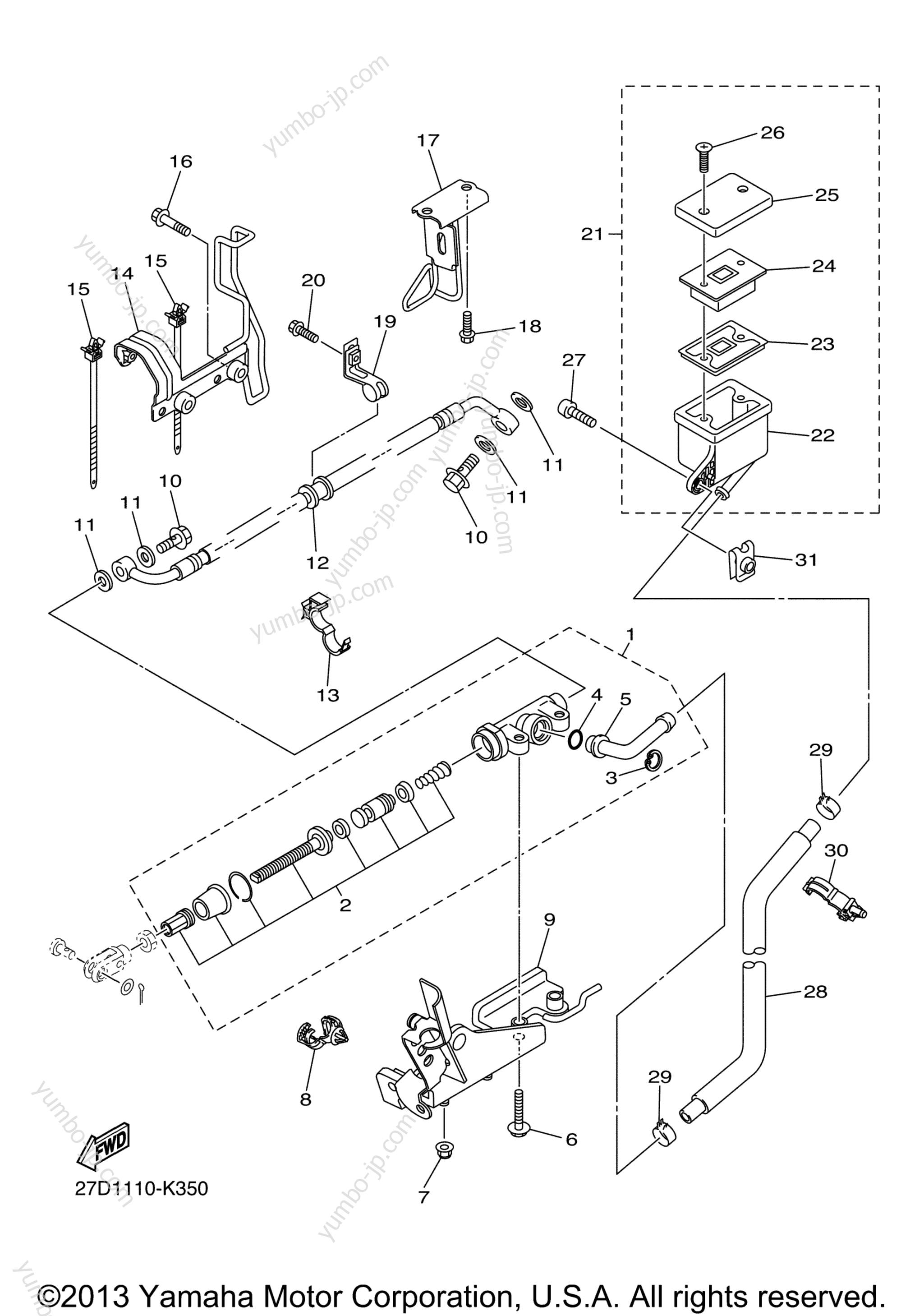 REAR MASTER CYLINDER для мотоциклов YAMAHA STRYKER (XVS13CACL) CA 2011 г.