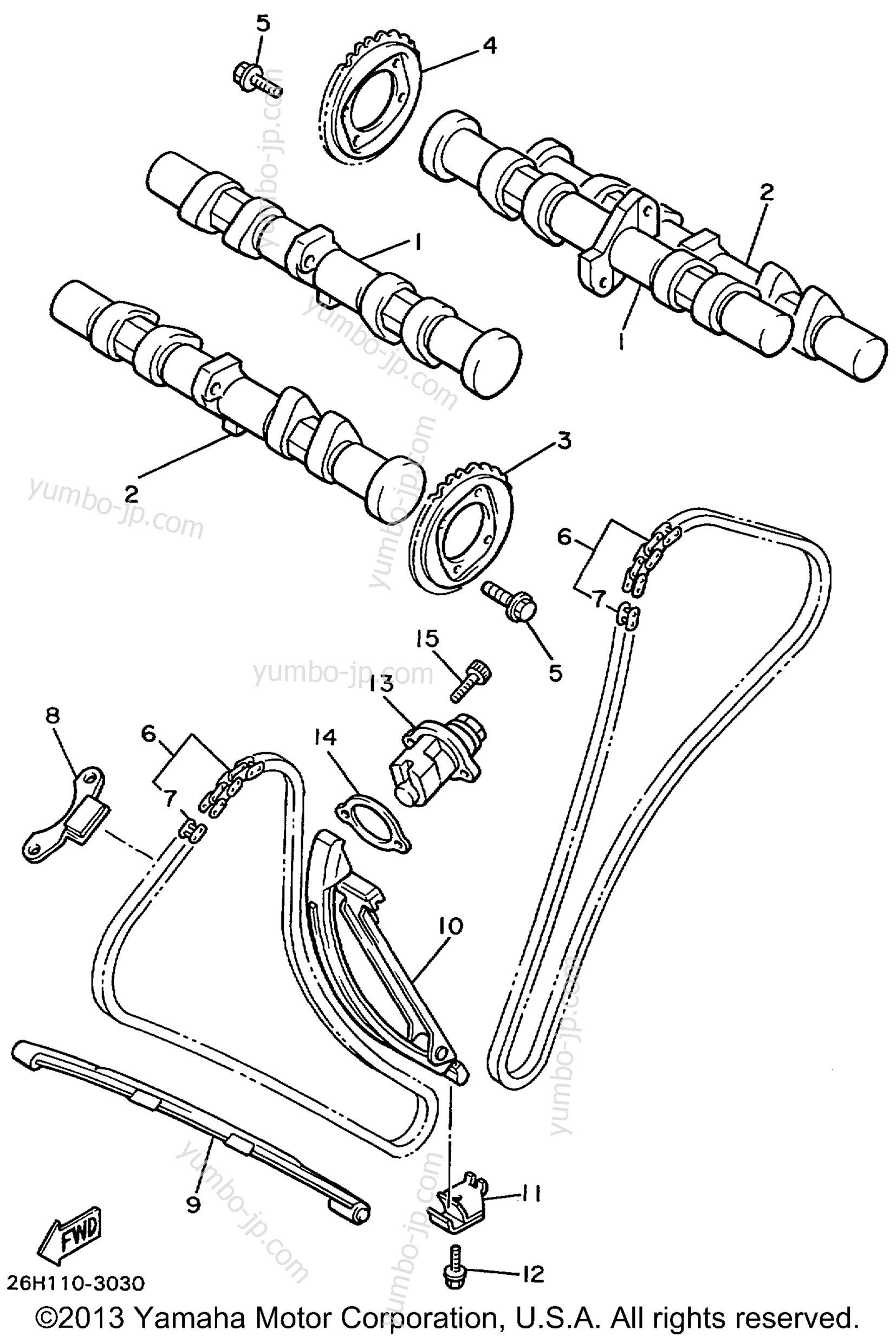 Camshaft Chain для мотоциклов YAMAHA XVZ13ATLC CA 1999 г.