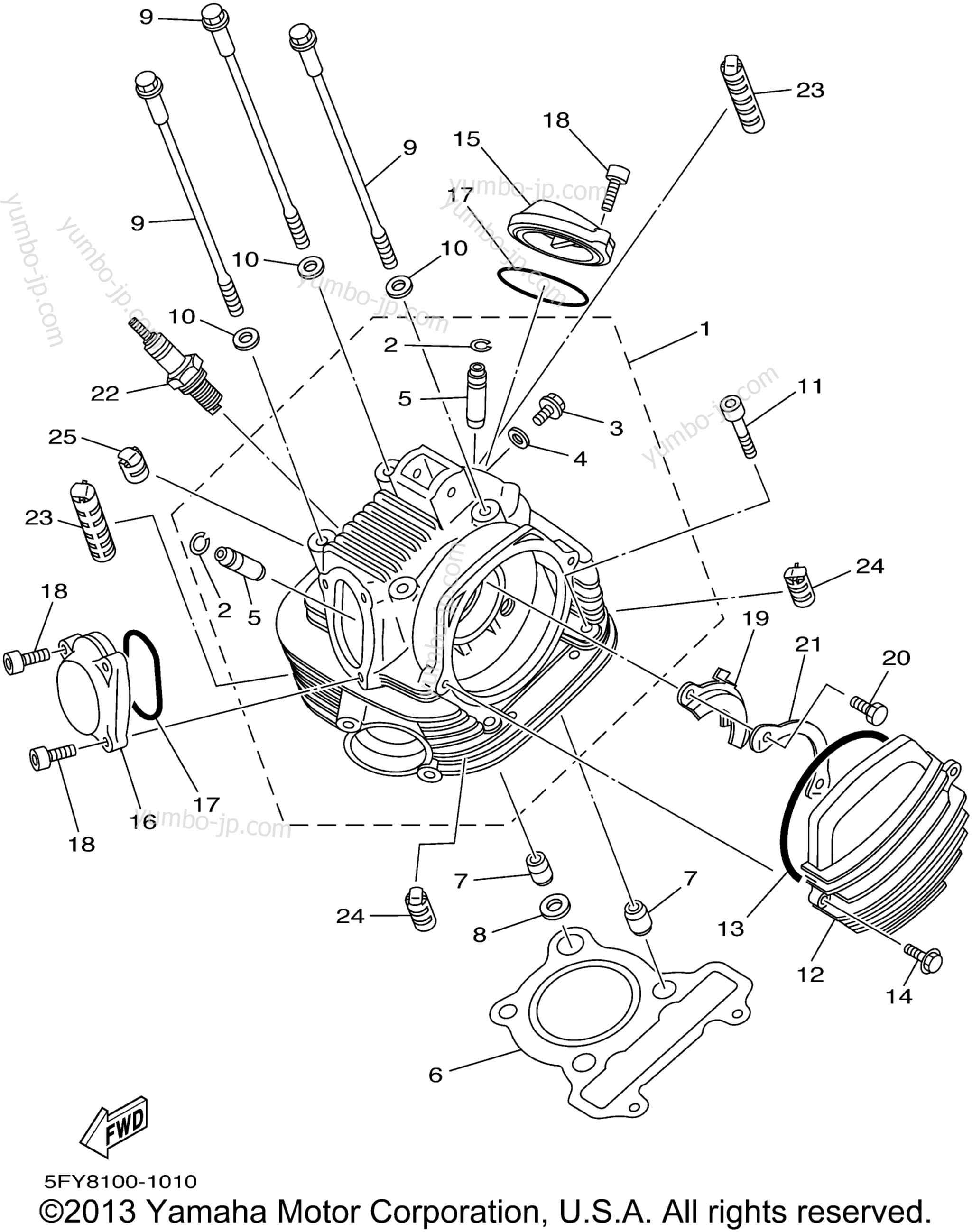 CYLINDER HEAD for motorcycles YAMAHA TW200 (TW200NC) CA 2001 year