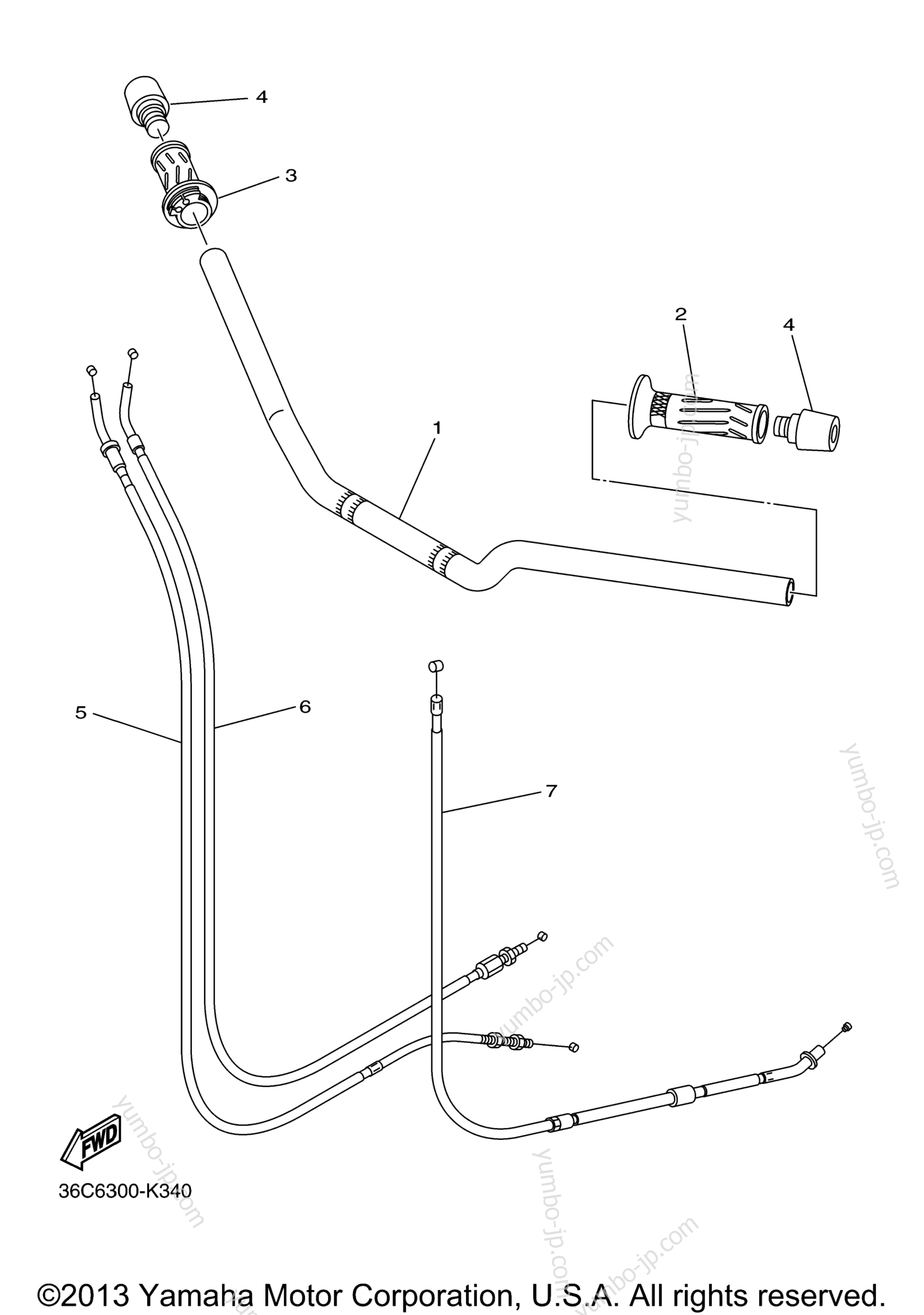 Steering Handle Cable для мотоциклов YAMAHA FZR6 (FZ6REB) 2014 г.