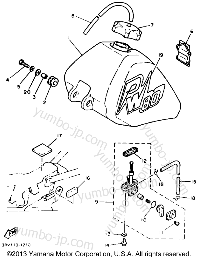 Топливный бак для мотоциклов YAMAHA Y-ZINGER (PW80B) 1991 г.