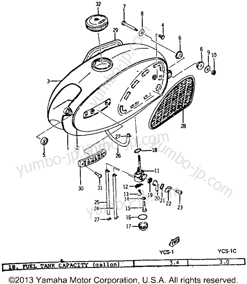Tank для мотоциклов YAMAHA YCS1C CA 1968 г.