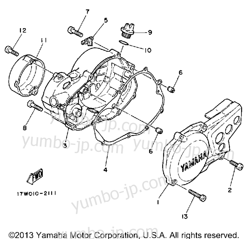 CRANKCASE COVER for motorcycles YAMAHA DT50LC CA 1989 year