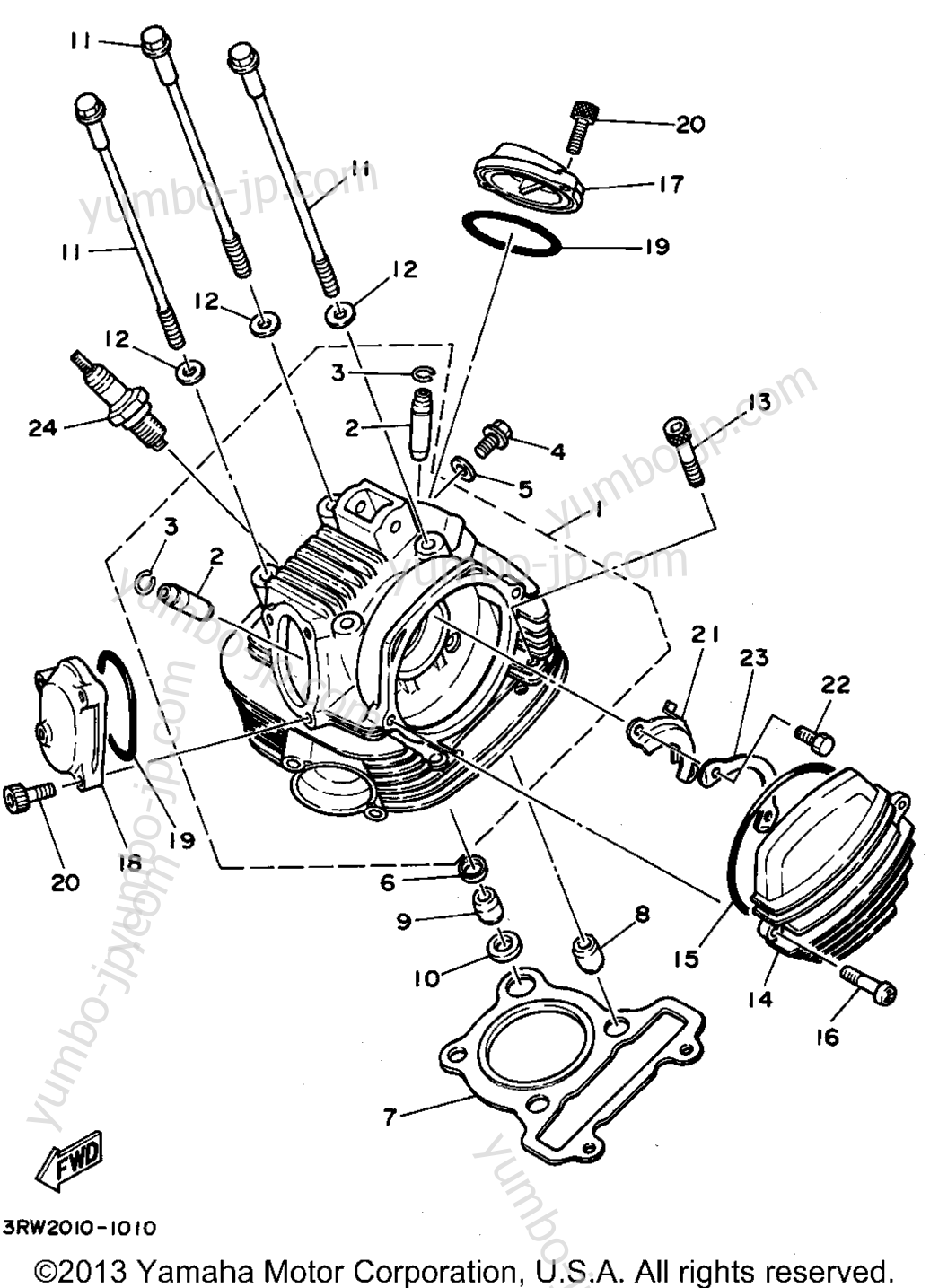 Головка блока цилиндров для мотоциклов YAMAHA SEROW (XT225FC) CA 1994 г.