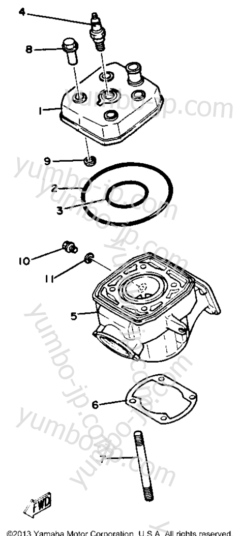 Cylinder Head Cylinder Yz80j for motorcycles YAMAHA YZ80G 1980 year