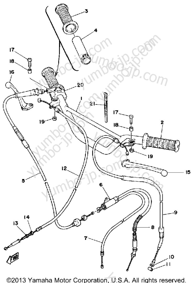 Handle - Wire for motorcycles YAMAHA GTMXF 1979 year