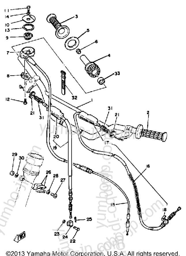 Handlebar - Cable for motorcycles YAMAHA YZ465H 1981 year