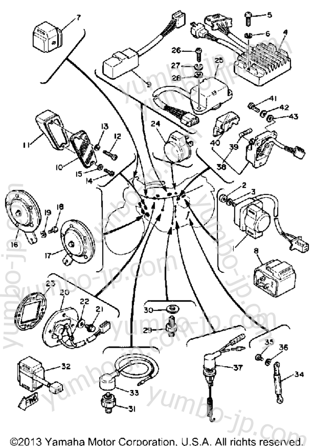 Electrical 2 for motorcycles YAMAHA XS1100SH 1981 year