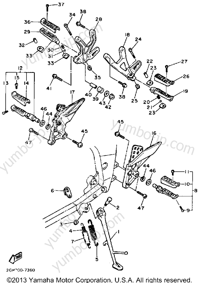 Stand Footrest for motorcycles YAMAHA FZR1000TC CA 1987 year