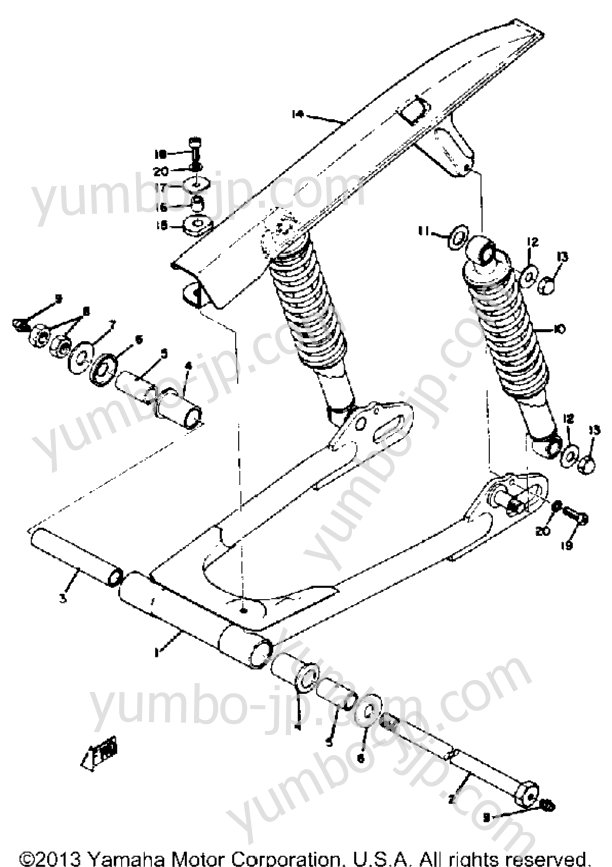 Swing Arm Rear Shocks Chain Case для мотоциклов YAMAHA RD350A 1974 г.