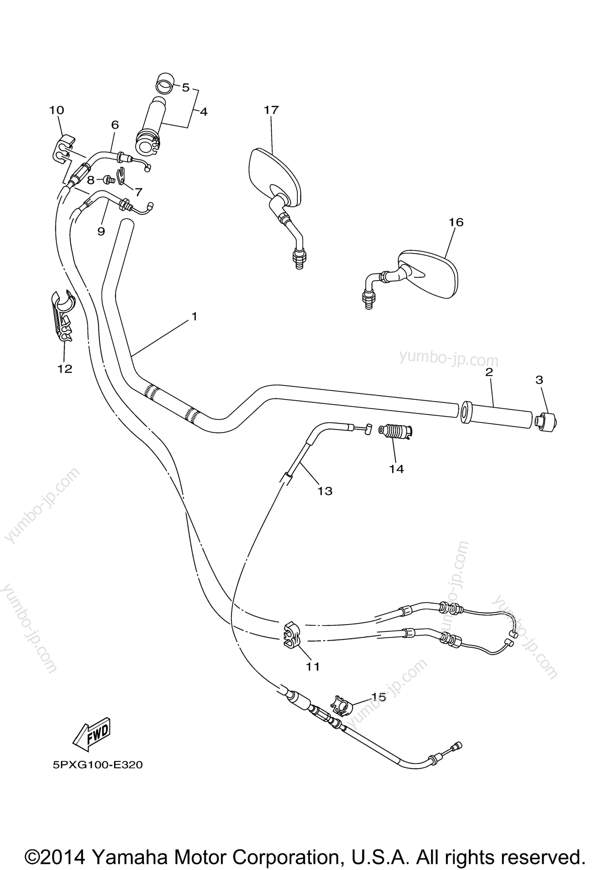 Steering Handle Cable для мотоциклов YAMAHA ROAD STAR MIDNIGHT WARRIOR (XV17PCMV) 2006 г.