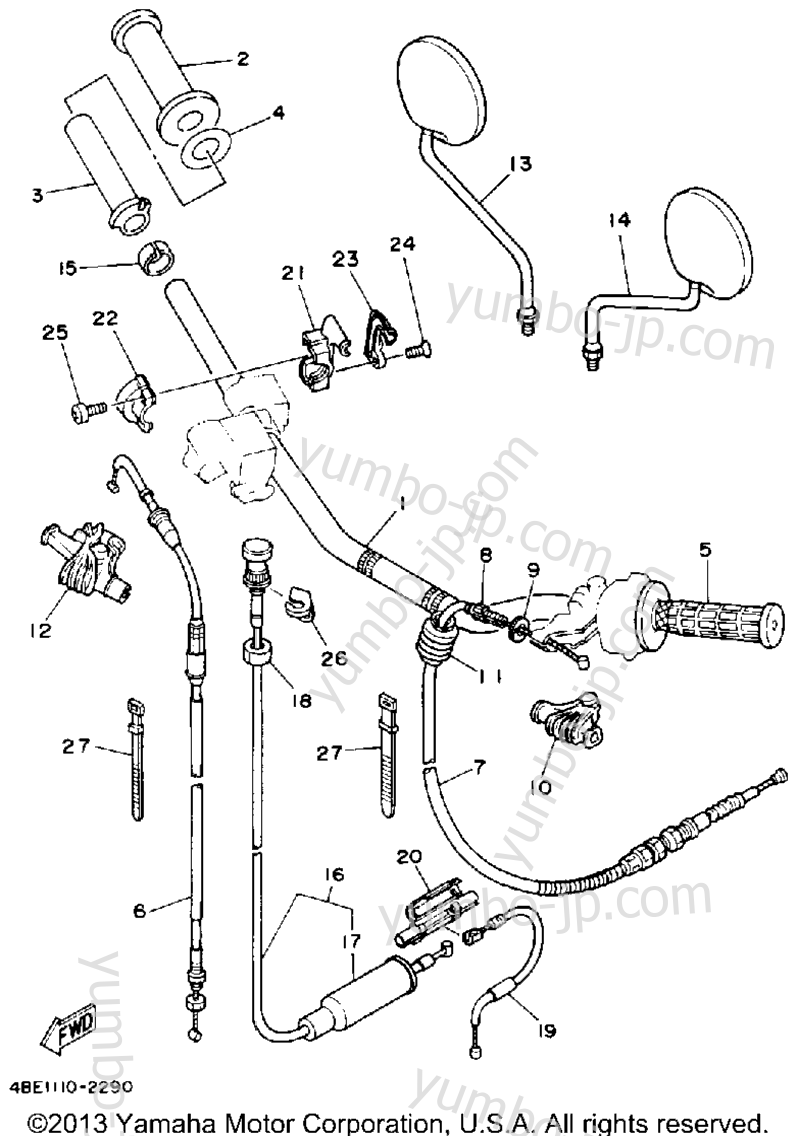 Handlebar Cable for motorcycles YAMAHA SEROW (XT225D) 1992 year
