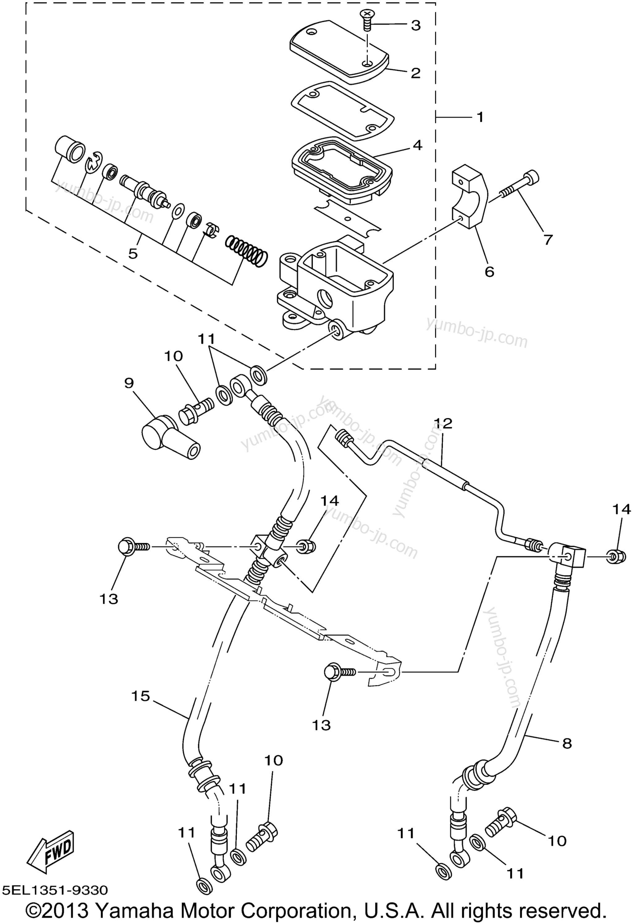 FRONT MASTER CYLINDER для мотоциклов YAMAHA V-STAR 1100 (XVS1100LC) CA 1999 г.