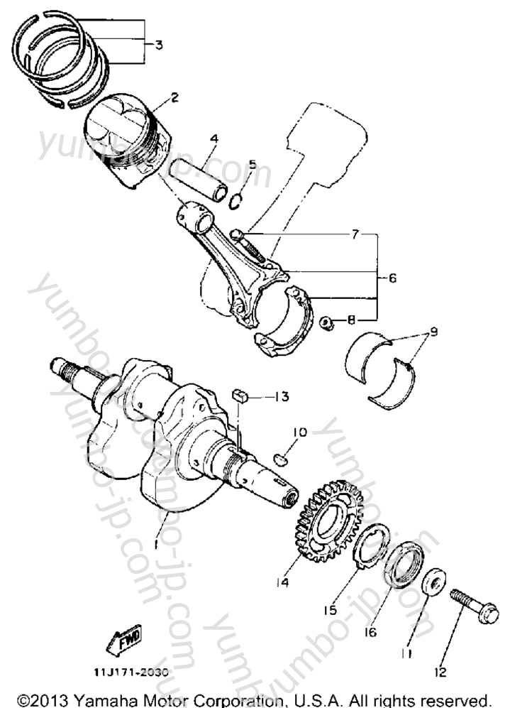 Коленвал и поршневая группа для мотоциклов YAMAHA XZ550RJ 1982 г.