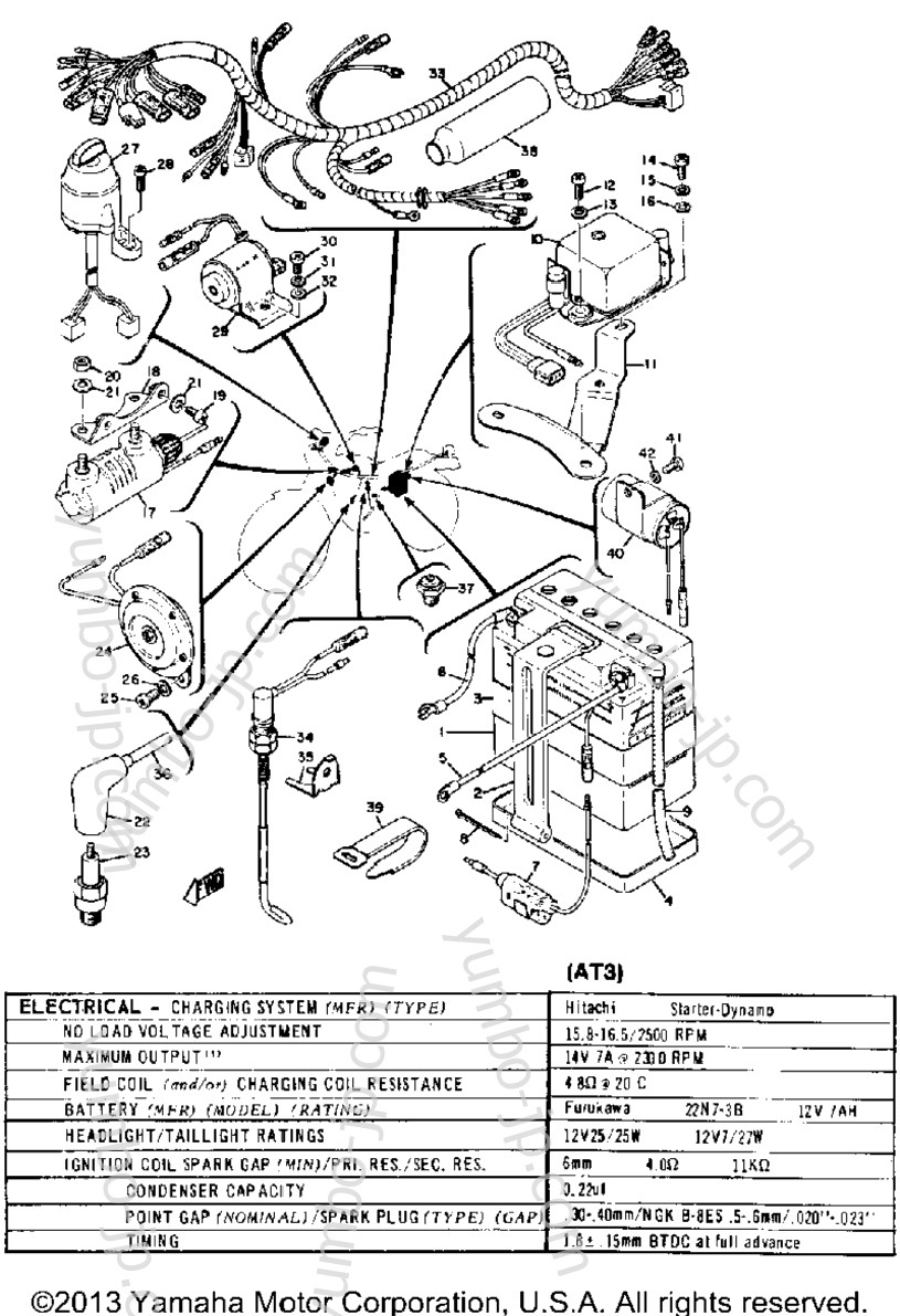 Electrical At2 At3 для мотоциклов YAMAHA AT3_CT3 (CT2) 1972 г.