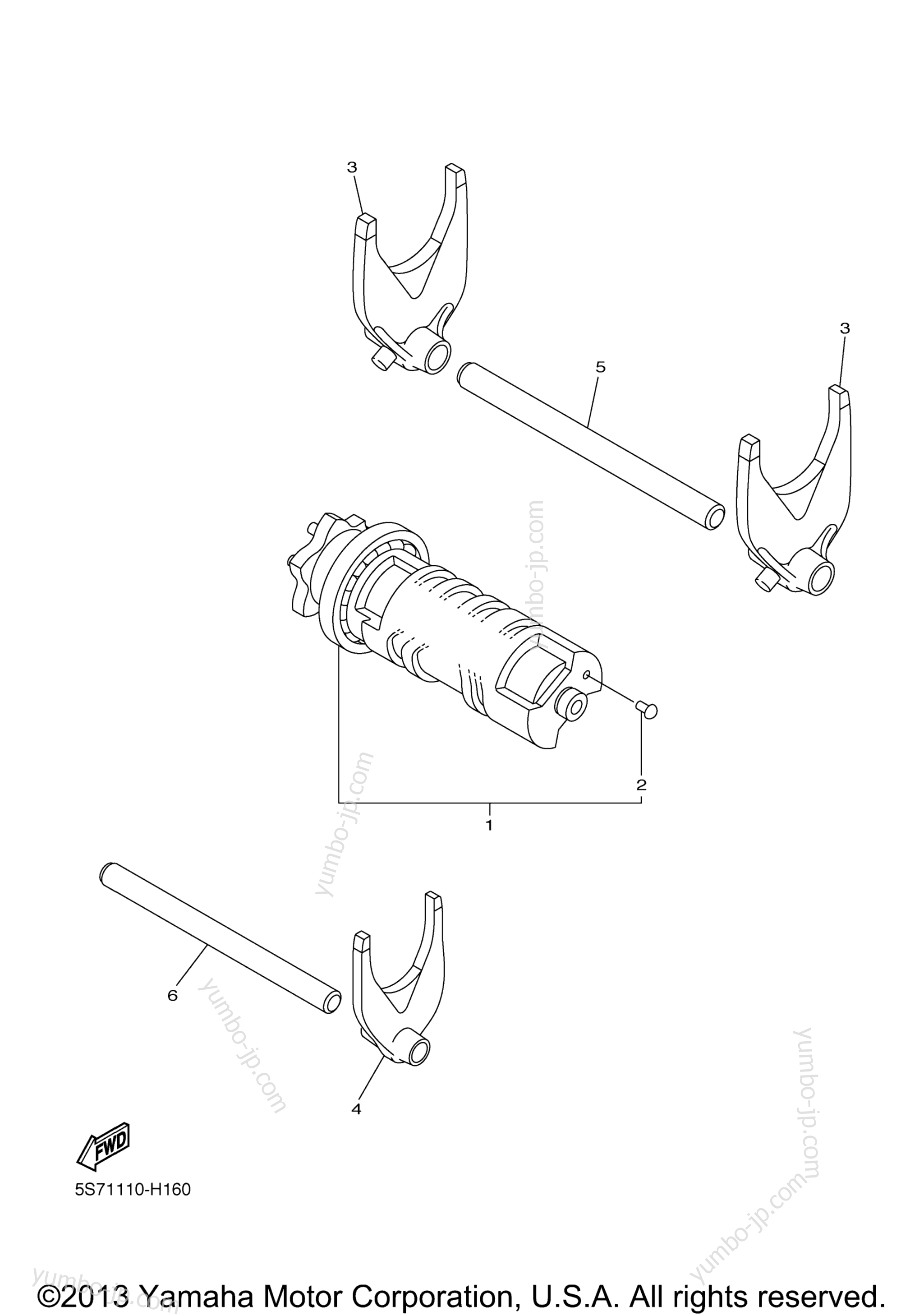 Shift Cam Fork для мотоциклов YAMAHA V STAR 950 (XVS95ER) 2014 г.