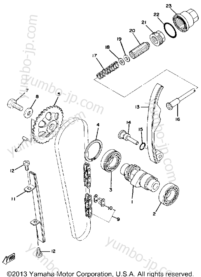 Camshaft-Chain для мотоциклов YAMAHA TT500C 1976 г.