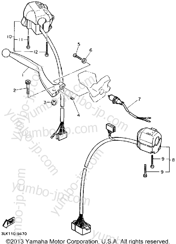 Handle Switch Lever for motorcycles YAMAHA FZR1000A 1990 year