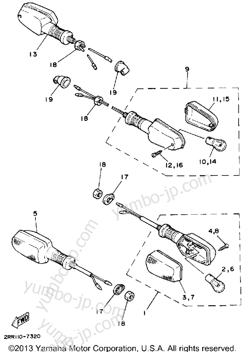 Turnsignal для мотоциклов YAMAHA YSR50D 1992 г.