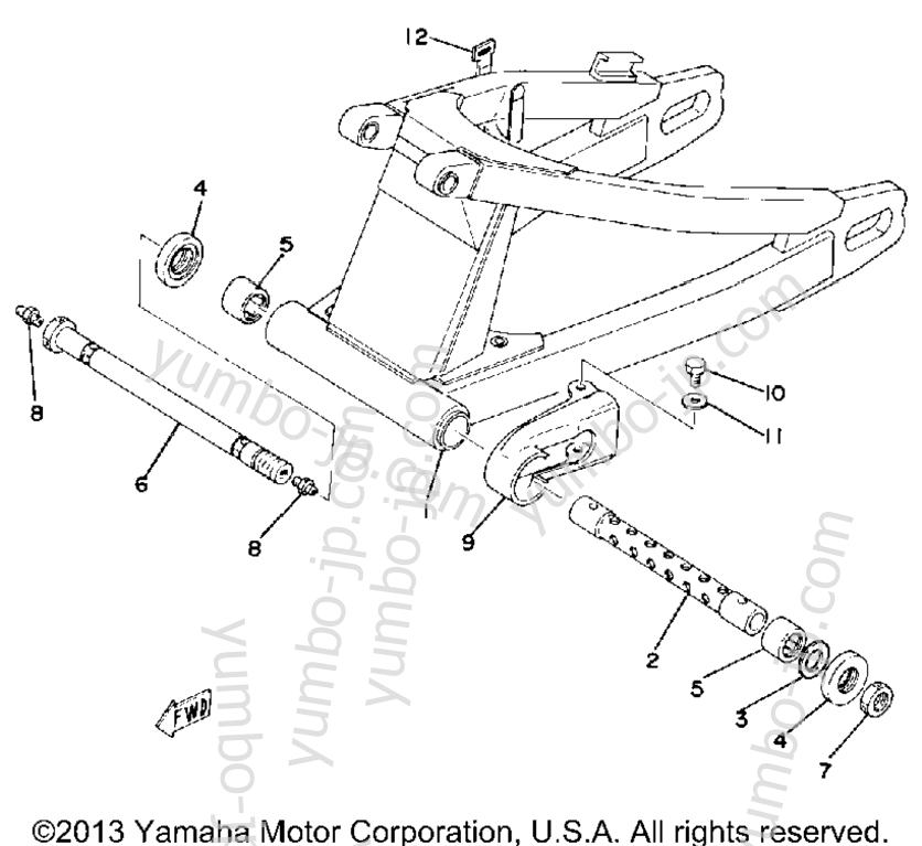REAR ARM for motorcycles YAMAHA TZ250G 1980 year