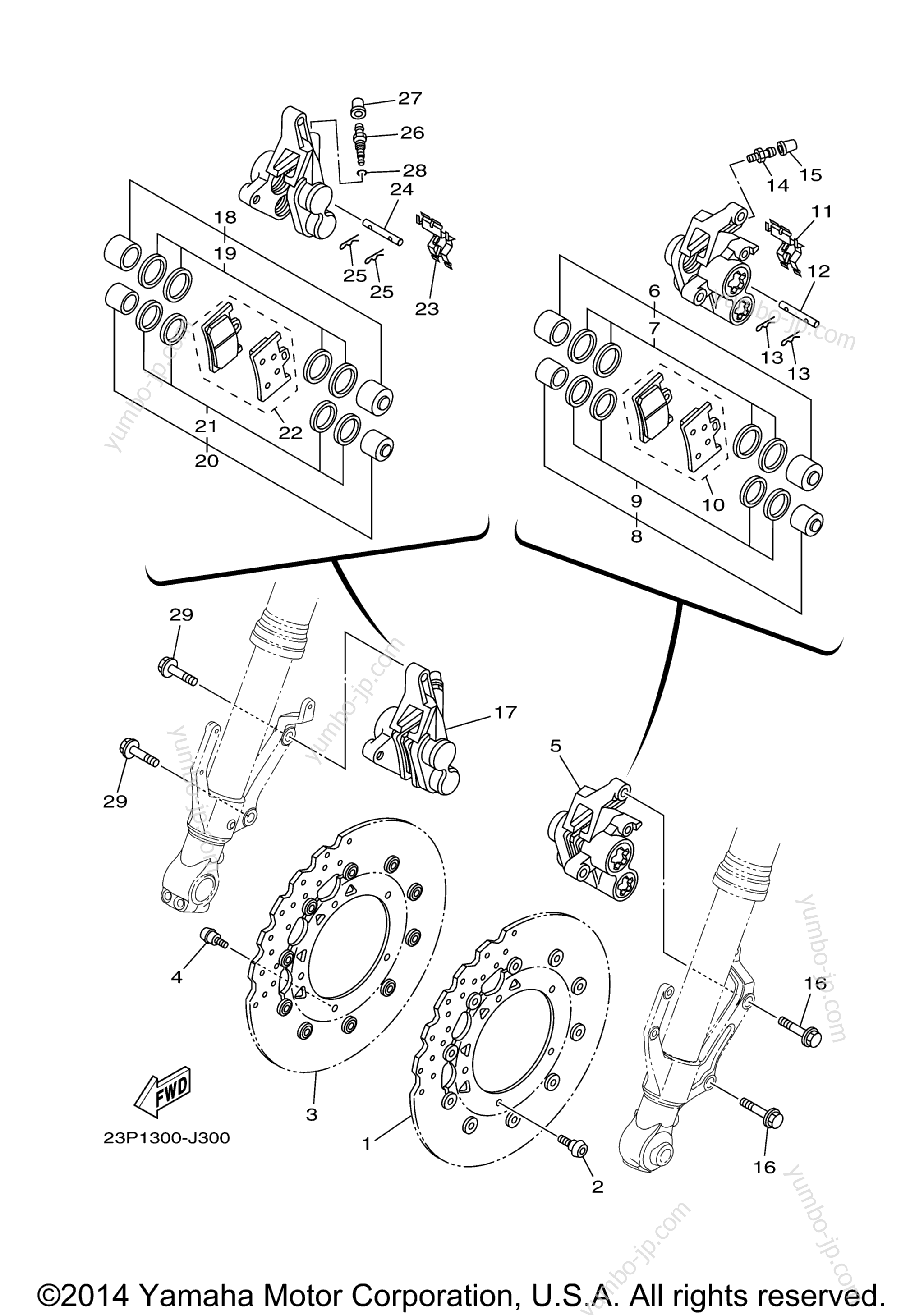 FRONT BRAKE CALIPER для мотоциклов YAMAHA SUPER TENERE ES (XTZ12EEGY) 2014 г.