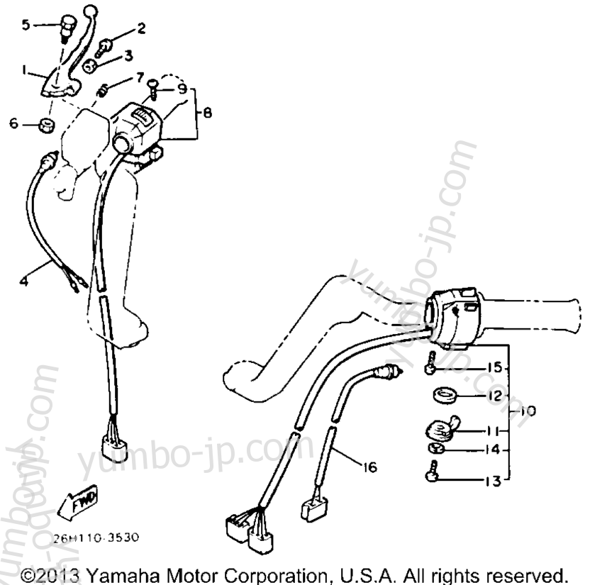 Handle Switch Lever для мотоциклов YAMAHA XVZ12TK 1983 г.