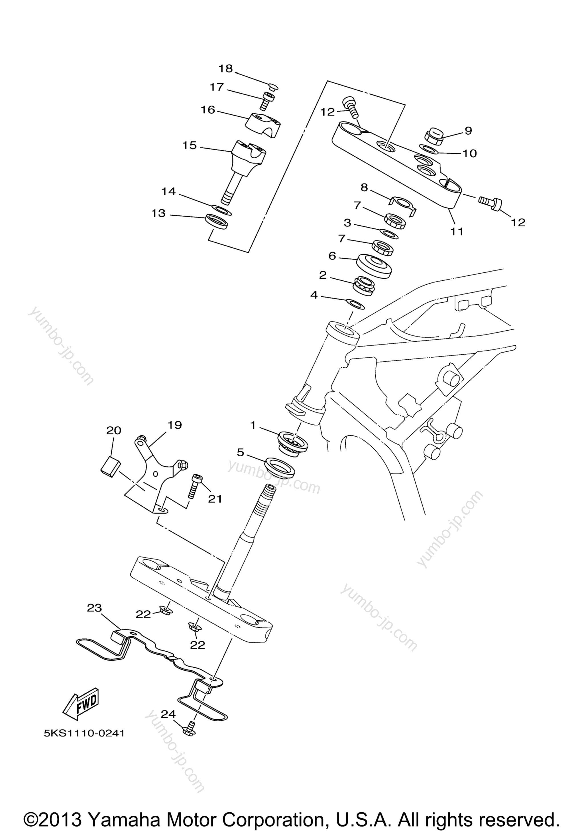 Steering for motorcycles YAMAHA V STAR 1100 SILVERADO (XVS11ATSC) CA 2004 year