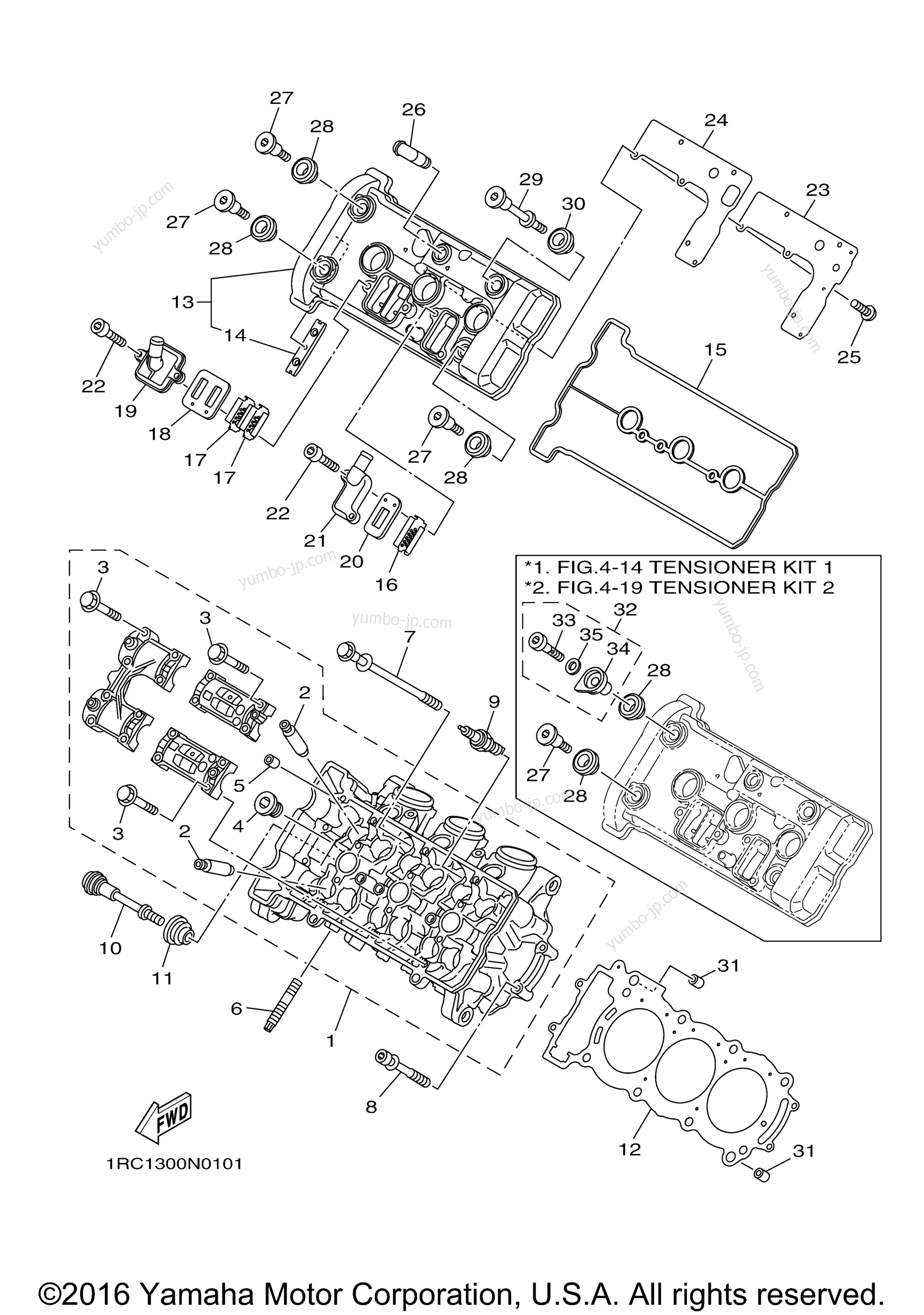 Головка блока цилиндров для мотоциклов YAMAHA FJ09 (FJ09GCB) CA 2016 г.