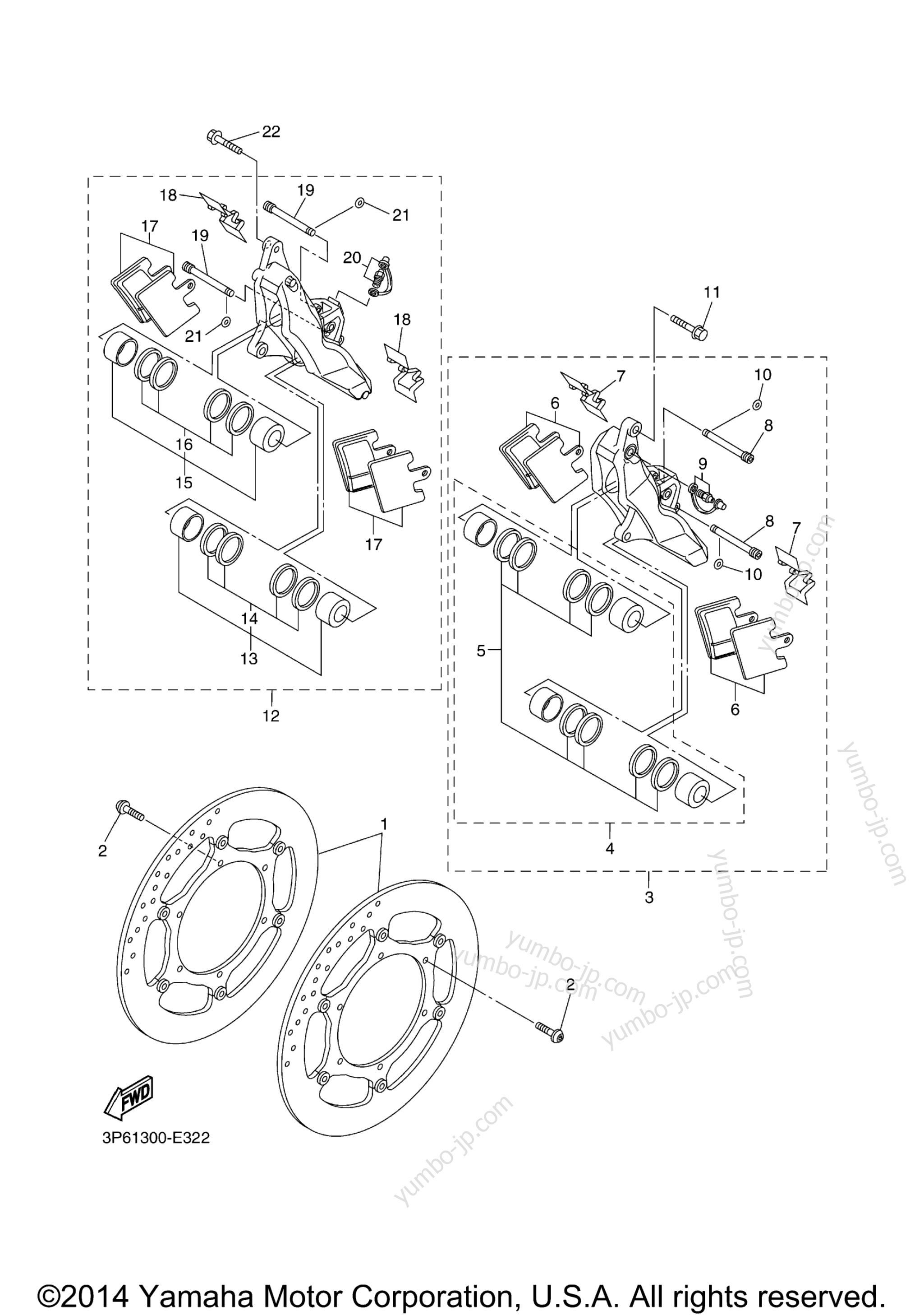 FRONT BRAKE CALIPER для мотоциклов YAMAHA FJR 1300A (FJR13AXB) 2008 г.